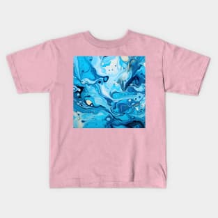 Azure Swirls Fluid Painting Kids T-Shirt